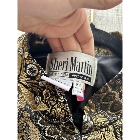 Vintage Sheri Martin Jacket Top Size 16W Black Gold Silver Buttons Whimsygoth - Picture 6 of 11